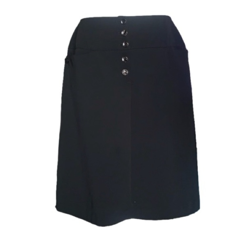 Harve Benard Black Button Front Knee Length Business Casual Lined Pencil Skirt
